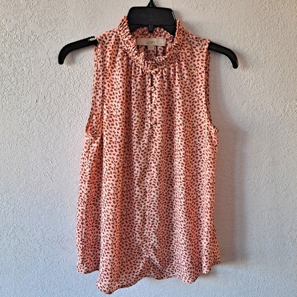 LOFT Tops - Pink Womens Sleeveless Shirt Burgundy Floral SummerTank Top/Cami